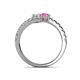 5 - Delise 5.00mm Round White and Pink Sapphire with Side Diamonds Bypass Ring 