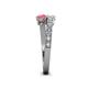 4 - Delise 5.00mm Round White Sapphire and Pink Tourmaline with Side Diamonds Bypass Ring 