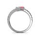5 - Delise 5.00mm Round White Sapphire and Pink Tourmaline with Side Diamonds Bypass Ring 
