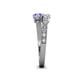 4 - Delise 5.00mm Round White Sapphire and Tanzanite with Side Diamonds Bypass Ring 