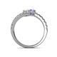 5 - Delise 5.00mm Round White Sapphire and Tanzanite with Side Diamonds Bypass Ring 