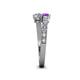 4 - Delise 5.00mm Round Amethyst and Diamond with Side Diamonds Bypass Ring 