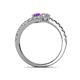 5 - Delise 5.00mm Round Amethyst and Diamond with Side Diamonds Bypass Ring 