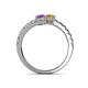 5 - Delise 5.00mm Round Amethyst and Citrine with Side Diamonds Bypass Ring 