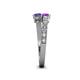 4 - Delise 5.00mm Round Amethyst and Iolite with Side Diamonds Bypass Ring 