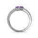 5 - Delise 5.00mm Round Amethyst and Iolite with Side Diamonds Bypass Ring 