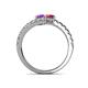 5 - Delise 5.00mm Round Amethyst and Rhodolite Garnet with Side Diamonds Bypass Ring 