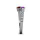4 - Delise 5.00mm Round Amethyst and Red Garnet with Side Diamonds Bypass Ring 