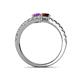 5 - Delise 5.00mm Round Amethyst and Red Garnet with Side Diamonds Bypass Ring 