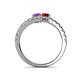 5 - Delise 5.00mm Round Amethyst and Ruby with Side Diamonds Bypass Ring 