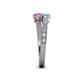 4 - Delise 5.00mm Round Blue Topaz and Pink Sapphire with Side Diamonds Bypass Ring 