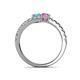 5 - Delise 5.00mm Round Blue Topaz and Pink Sapphire with Side Diamonds Bypass Ring 