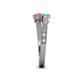 4 - Delise 5.00mm Round Blue Topaz and Pink Tourmaline with Side Diamonds Bypass Ring 