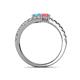 5 - Delise 5.00mm Round Blue Topaz and Pink Tourmaline with Side Diamonds Bypass Ring 