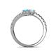 5 - Delise 5.00mm Round Blue Topaz and Aquamarine with Side Diamonds Bypass Ring 
