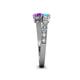 4 - Delise 5.00mm Round Blue Topaz and Amethyst with Side Diamonds Bypass Ring 