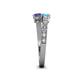 4 - Delise 5.00mm Round Blue Topaz and Iolite with Side Diamonds Bypass Ring 