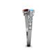 4 - Delise 5.00mm Round Blue Topaz and Red Garnet with Side Diamonds Bypass Ring 