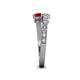 4 - Delise 5.00mm Round Diamond and Ruby with Side Diamonds Bypass Ring 