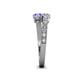 4 - Delise 5.00mm Round Diamond and Tanzanite with Side Diamonds Bypass Ring 