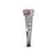 4 - Delise 5.00mm Round Diamond and Pink Tourmaline with Side Diamonds Bypass Ring 