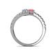 5 - Delise 5.00mm Round Diamond and Pink Tourmaline with Side Diamonds Bypass Ring 
