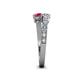 4 - Delise 5.00mm Round Diamond and Rhodolite Garnet with Side Diamonds Bypass Ring 