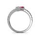 5 - Delise 5.00mm Round Diamond and Rhodolite Garnet with Side Diamonds Bypass Ring 