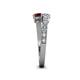 4 - Delise 5.00mm Round Diamond and Red Garnet with Side Diamonds Bypass Ring 