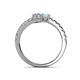 5 - Delise 5.00mm Round Diamond and Aquamarine with Side Diamonds Bypass Ring 