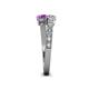 4 - Delise 5.00mm Round Diamond and Amethyst with Side Diamonds Bypass Ring 