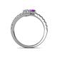 5 - Delise 5.00mm Round Diamond and Amethyst with Side Diamonds Bypass Ring 