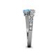 4 - Delise 5.00mm Round Diamond and Blue Topaz with Side Diamonds Bypass Ring 
