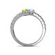 5 - Delise 5.00mm Round Peridot and Aquamarine with Side Diamonds Bypass Ring 