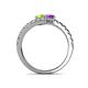 5 - Delise 5.00mm Round Peridot and Amethyst with Side Diamonds Bypass Ring 