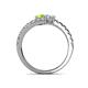 5 - Delise 5.00mm Round Peridot and White Sapphire with Side Diamonds Bypass Ring 