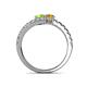 5 - Delise 5.00mm Round Peridot and Citrine with Side Diamonds Bypass Ring 