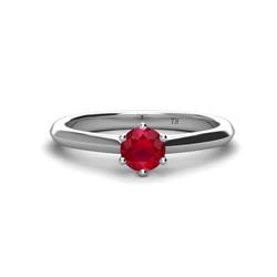 Maxine Round Ruby Solitaire Engagement Ring Round Ruby ctw Knife Edge Six Prong Womens Solitaire Engagement Ring K White Gold
