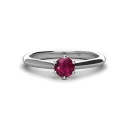 Maxine Round Rhodolite Garnet Solitaire Engagement Ring Round Rhodolite Garnet ctw Knife Edge Six Prong Womens Solitaire Engagement Ring Sterling Silver