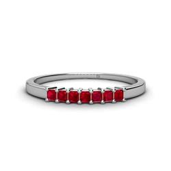 Erica Princess Cut Ruby Stone Wedding Band Princess Cut Ruby ctw Stone Side Gallery Womens Wedding Band Stackable K White Gold