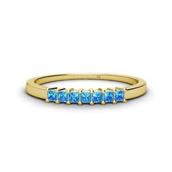 Erica Princess Cut Blue Topaz Stone Wedding Band Princess Cut Blue Topaz ctw Stone Side Gallery Womens Wedding Band Stackable K Yellow Gold