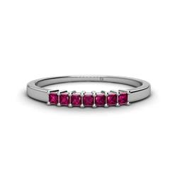 Erica Princess Cut Rhodolite Garnet Stone Wedding Band Princess Cut Rhodolite Garnet ctw Stone Side Gallery Womens Wedding Band Stackable K White Gold