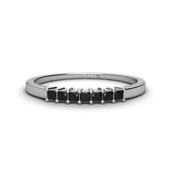 Erica Princess Cut Black Diamond Stone Wedding Band Princess Cut Black Diamond ctw Stone Side Gallery Womens Wedding Band Stackable K White Gold