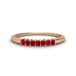 Erica Princess Cut Ruby Stone Wedding Band Princess Cut Ruby ctw Stone Side Gallery Womens Wedding Band Stackable K Rose Gold