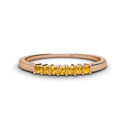Erica Princess Cut Citrine Stone Wedding Band Princess Cut Citrine ctw Stone Side Gallery Womens Wedding Band Stackable K Rose Gold