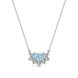Bellezza x Oval Shape Aquamarine and Round Diamond Half Halo Pendant Necklace Oval Shape x Aquamarine and Round Diamond ctw Womens Half Halo Pendant Necklace K White GoldIncluded Inches K White Gold Chain
