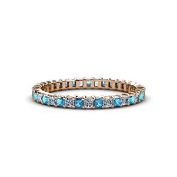 Allie Princess Cut Blue Diamond and White Lab Grown Diamond Eternity Band Princess Cut Blue Diamond and White Lab Grown Diamond Womens Eternity Ring Stackable ctw K Rose Gold