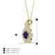 3 - Alice 5.00 mm Round Blue Sapphire and Diamond Floral Halo Pendant Necklace 
