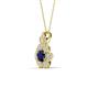 4 - Alice 5.00 mm Round Blue Sapphire and Diamond Floral Halo Pendant Necklace 
