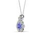 3 - Alice 5.00 mm Round Tanzanite and Diamond Floral Halo Pendant Necklace 